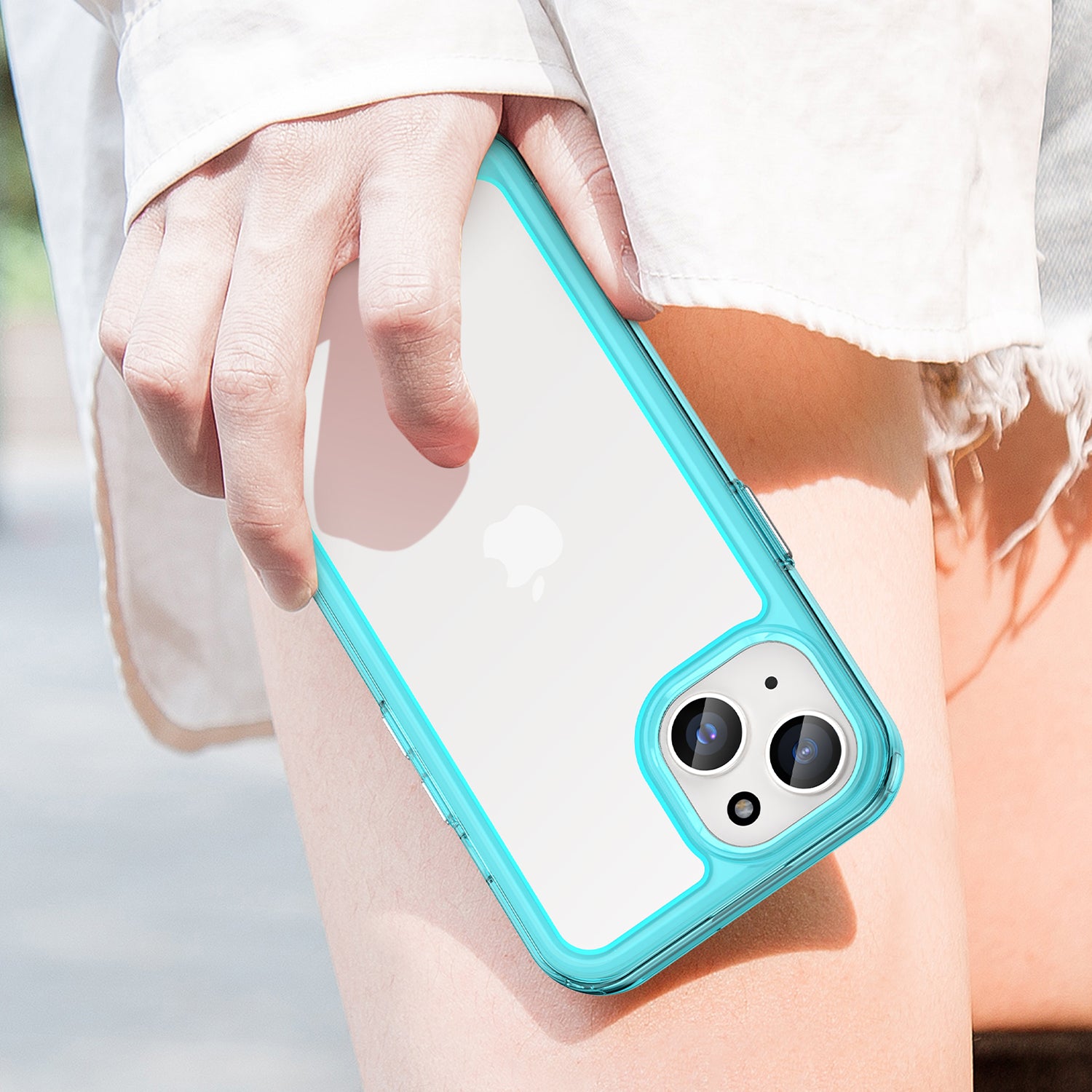 Uniqkart for iPhone 15 Plus TPU+Acrylic Anti-fall Mobile Phone Back Cover Clear Protective Case - Transparent Blue Uniqkart for iPhone 15 Plus TPU+Acrylic Anti-fall Mobile Phone Back Cover Clear Protective Case - Transparent Blue